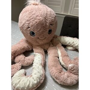 Walmart Jumbo Pink Octopus Plush Long XL Soft Minky Dots Pillow Blue Eyes 31"